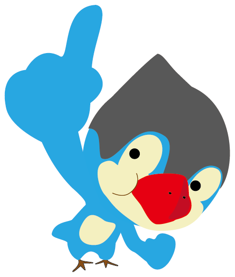 指差しをしているはーぶくんの画像です